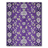 Purple Floral Embroidered Area Rug