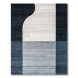 Modern Curved Abstract Black White Area Rug