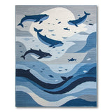 Whimsical Whales and Moon Ocean Area Rug