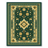 Traditional Persian Emerald Green Persian Floral Medallion Rug