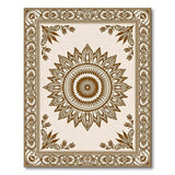 Beige Traditional Persian Sun Mandala Rug