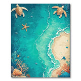 ODIKA Sea Turtle Coastal Washable Area Rug - Low Pile Non-Slip Tropical Beach Carpet