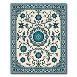 Traditional Persian Blue and Teal Teal Floral Medallion Persian Area Rug