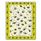 Whimsical Yellow Bees on Newspaper Area Rug