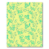 Whimsical Teal Leaf Swirls on Yellow Area Rug