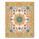 Vibrant Blue Gold Floral Medallion Persian Rug