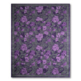 Purple Floral Vine Grey Area Rug