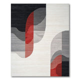 ODIKA Modern Abstract Geometric Washable Area Rug - Red & Black Non-Slip Low Pile Rug