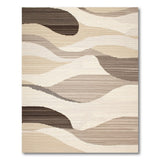 Beige and Neutral Modern Wavy Abstract Beige Area Rug