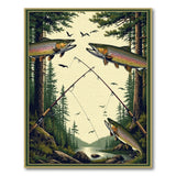 Forest Trout Fishing Scene Area Rug