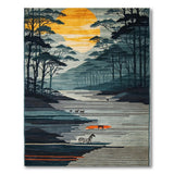 Misty Forest Sunset Wildlife Area Rug
