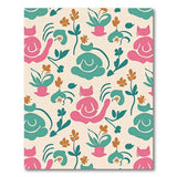 Whimsical Meditating Cats Floral Area Rug