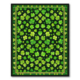 Floral Vintage Lucky Shamrock Clover Green Area Rug