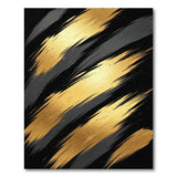 Gold Metallic Brushstroke Black Area Rug