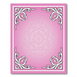 Pink Mandala Rug with Ornate White Borders