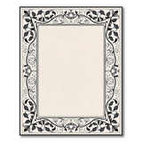 Ornate Black Vine Leaf Border Area Rug