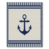 Beige and Neutral Navy Anchor Coastal Beach Area Rug