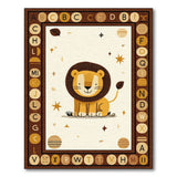 Brown and Tan Playful Lion ABC Alphabet Kids Rug