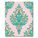 Opulent Teal Damask Pink Area Rug
