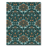 Teal and Orange Symmetrical Floral Medallion Rug