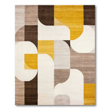 Abstract Geometric Area Rug in Yellow Brown Neutral