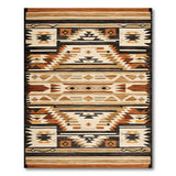 Washable Southwestern Geometric Tribal Low Pile Area Rug - Brown and Beige