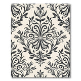 Black White Damask Floral Area Rug