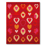 Vibrant Hearts Red Woven Area Rug