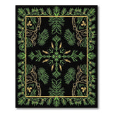 Lush Green Fern Border Vintage Area Rug