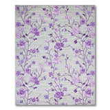 Purple Rose Floral Grey Area Rug