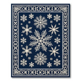 ODIKA Snowflake Washable Area Rug - Navy Blue Non-Slip Low Pile Carpet