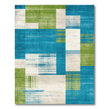 Teal Blue Green Geometric Patchwork Area Rug