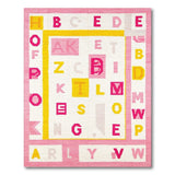 Multi-color and Patterns Playful Pink Alphabet ABC Kids Area Rug