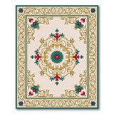 Teal Medallion Persian Area Rug with Gold Borders
