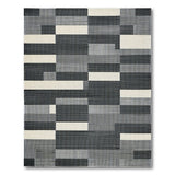 Black and White Black White Geometric Patchwork Woven Rug
