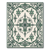 Green Ornate Green Floral Persian Area Rug