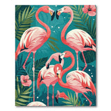 Pink Flamingo Teal Leaf Area Rug