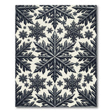 Intricate Snowflake Black White Geometric Area Rug