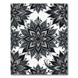 Floral Vintage Intricate Black White Mandala Floral Area Rug