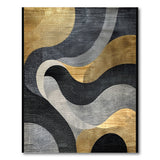 Gold and Silver Gold Wave Abstract Geometric Area Rug