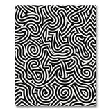 Bold Black White Wavy Maze Area Rug