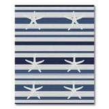 Blue and Teal Coastal Beach Navy Striped Starfish Coastal Area Rug