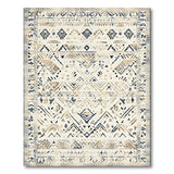 Heritage Tribal Geometric Area Rug in Beige Navy