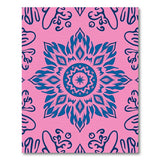 Boho Pink Mandala Area Rug with Navy Motifs