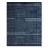 Navy Blue Geometric Grid Abstract Area Rug
