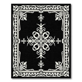 ODIKA Ornate Medallion Black Washable Area Rug - Low Pile & Non-Slip