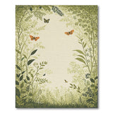 Lush Green Botanical Arch with Butterflies Area Rug