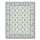 Navy Blue Floral Ivory Area Rug