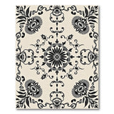 Ornate Black Floral Persian Black and White Area Rug