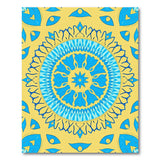 Vibrant Blue Mandala on Sunny Yellow Area Rug